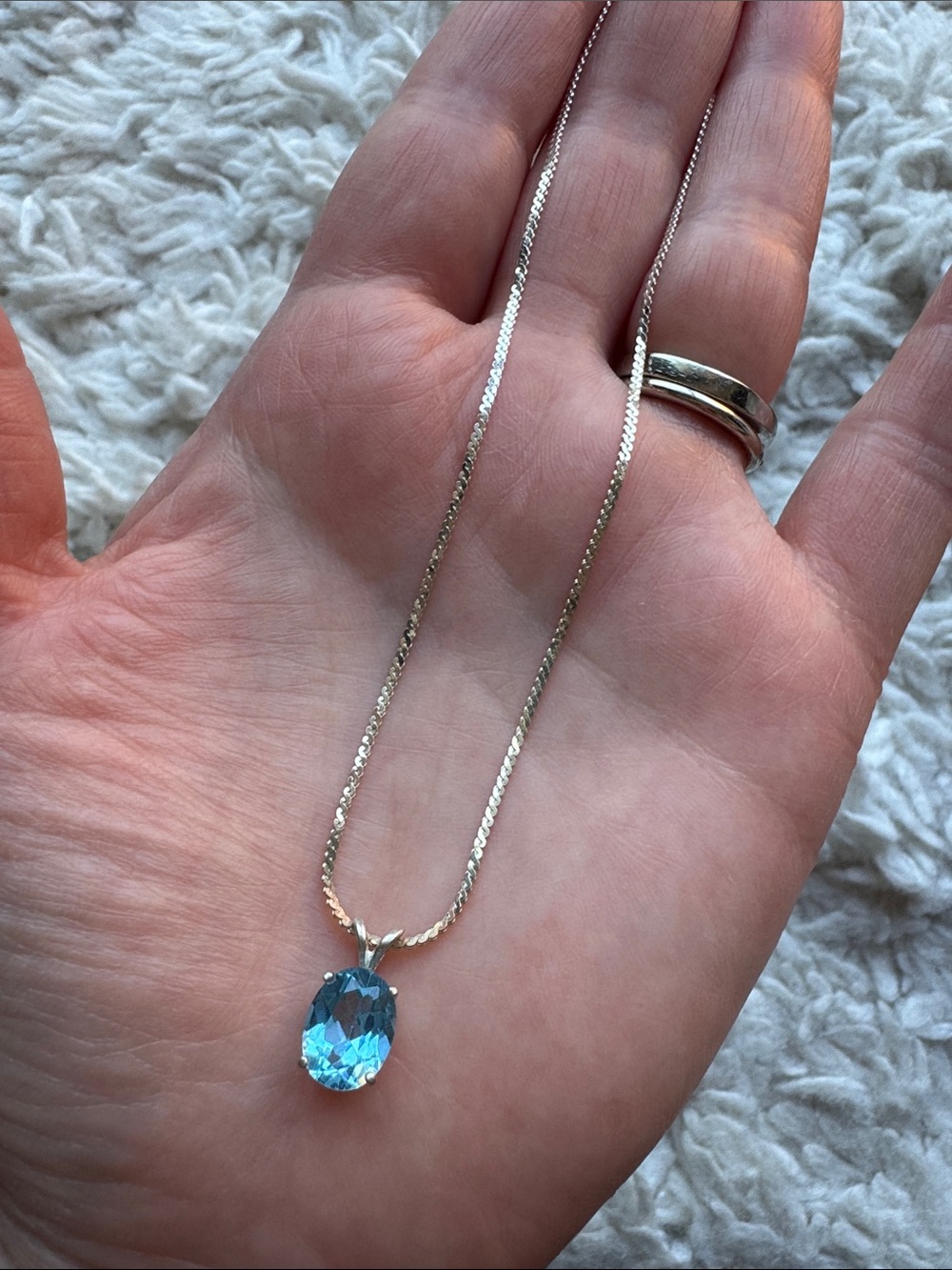 Sterling Silver Blue Topaz‎ Necklace